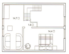 Деревянный коттедж - план второго этажа