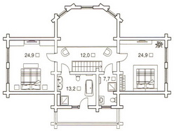 Деревянный коттедж - План второго этажа