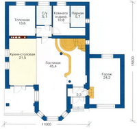 Проект дома №43 - план первого этажа