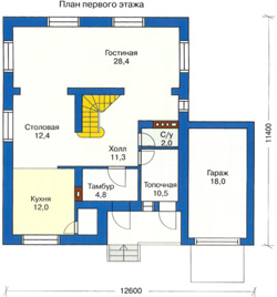 Проект дома №14 - план первого этажа