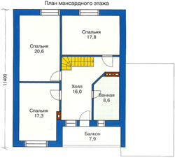 Проект дома №14 - план мансардного этажа