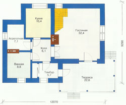 Проект дома №22 - план первого этажа