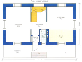 Проект дома №3 - план первого этажа