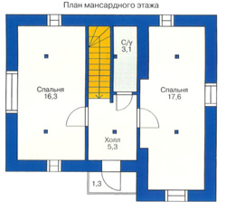 Проект дома №6 - план мансардного этажа