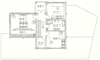 Деревянный коттедж - план второго этажа