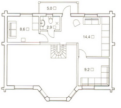 Финский домик из клееного соснового бруса - план 2 этажа