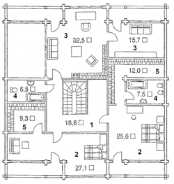Деревянный коттедж - план второго этажа