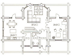 Деревянный коттедж - План первого этажа