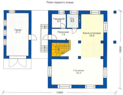 Проект дома №10 - план первого этажа с гаражем
