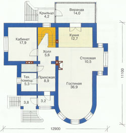 Проект дома №34 - план цокольного этажа